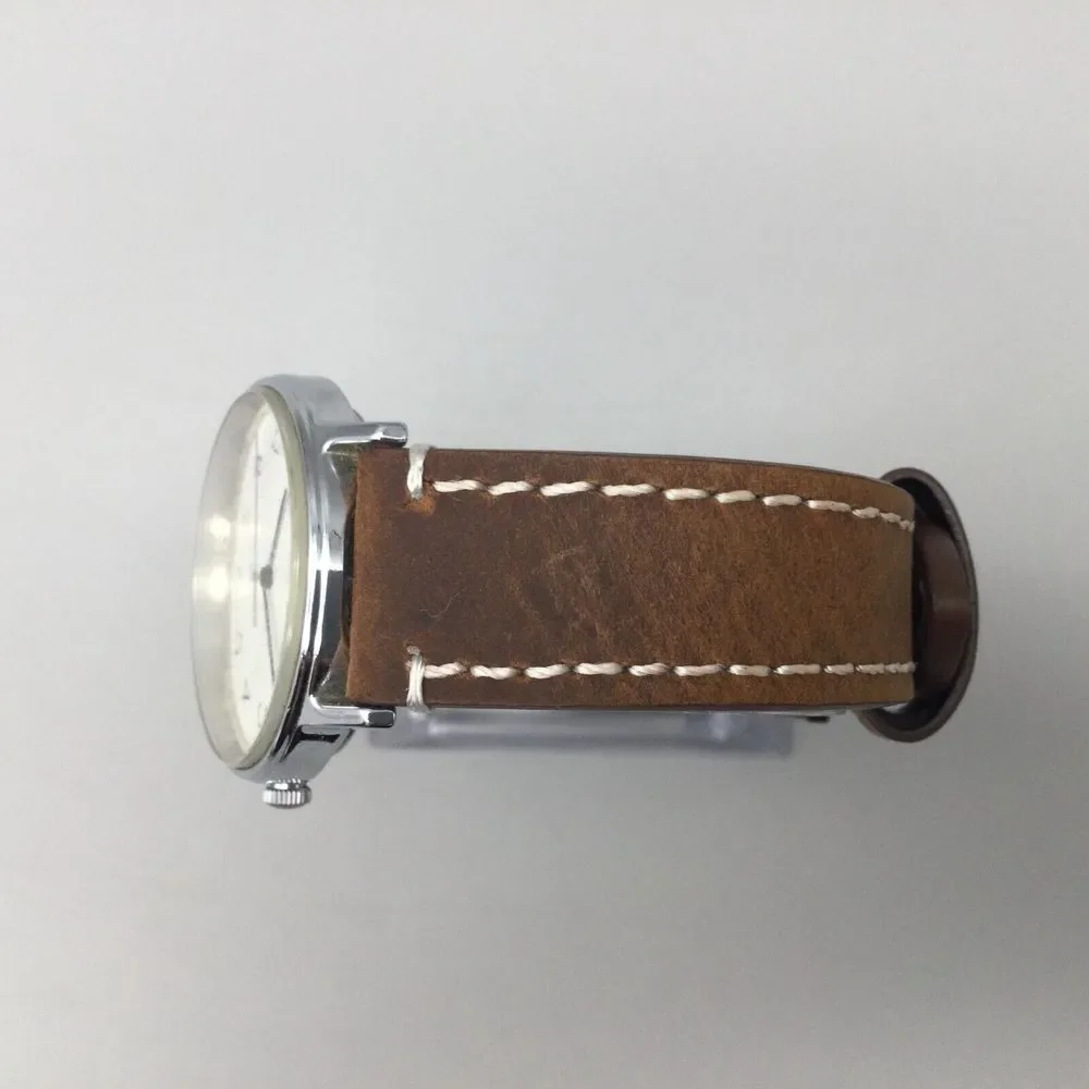 Vintage Timex Watch Men 33mm 1992 Silver Tone Brown Leather Band New Battery - Picture 4 of 15